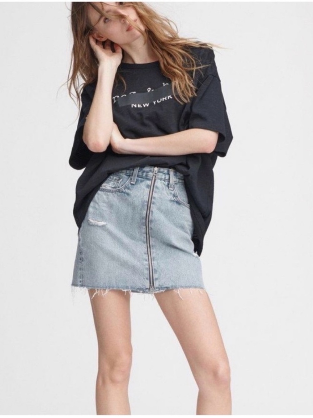 Rag and Bone Women’s Mandy Anna Mini Denim Skirt Cotton Size 29 Zip Front Blue